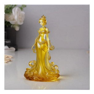 Poster princesse en verre cristal avec robe jaune