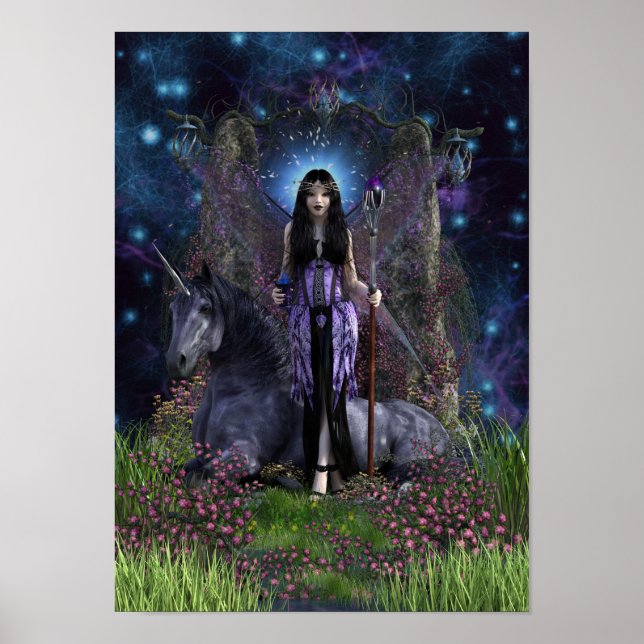 Poster Princesse gothique et licorne (Devant)