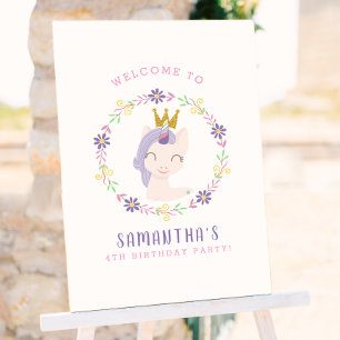 Poster Princesse Licorne Magique   Bienvenue à la fête d'