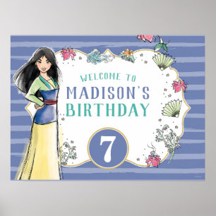 Poster Princesse Mulan   Aquarelle Frappe Anniversaire