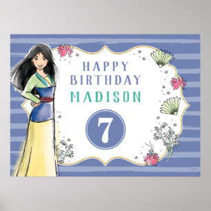 Poster Princesse Mulan   Aquarelle Frappe Anniversaire