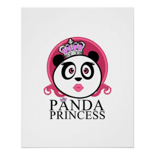 Poster Princesse Panda Couronne de Reine Panda Mignonne