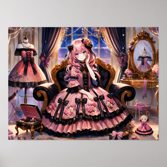 Poster Princesse rose victorienne (Devant)