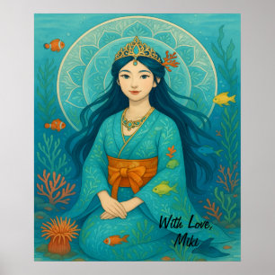 Poster Princesse sous-marine fantaisiste personnalisée