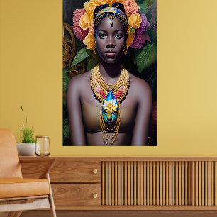 Poster princesse tropicale avec grand collier