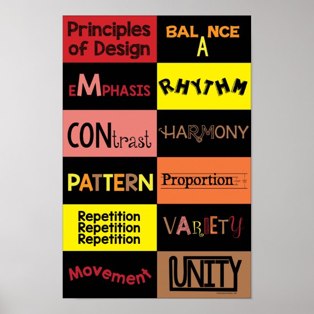 Poster Principes de design dans les couleurs chaudes (Devant)