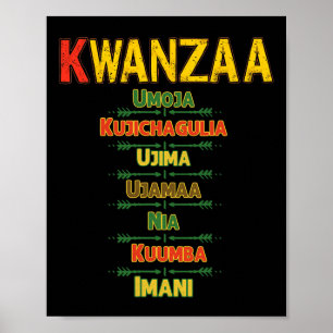 Poster Principes de Kwanzaa Célébration afro-américain He