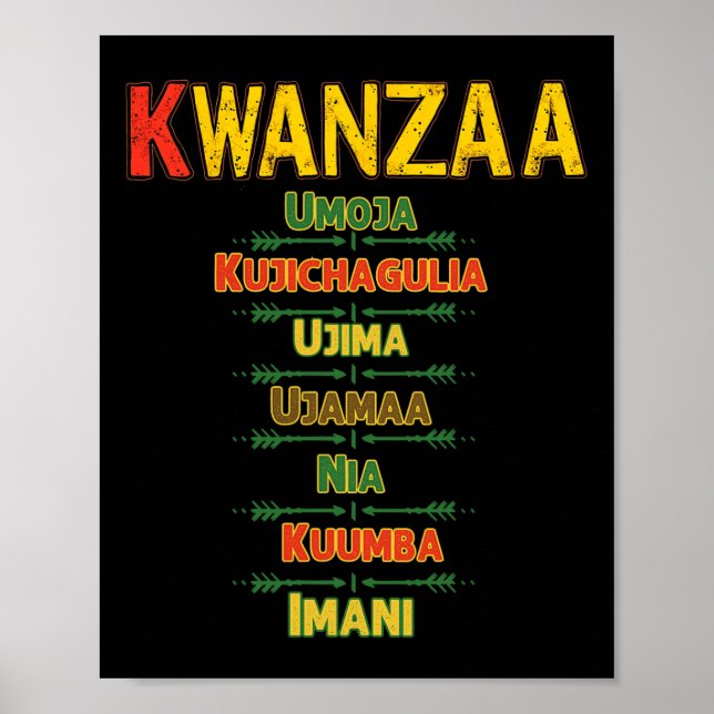 Poster Principes de Kwanzaa Célébration afro-américain He (Devant)