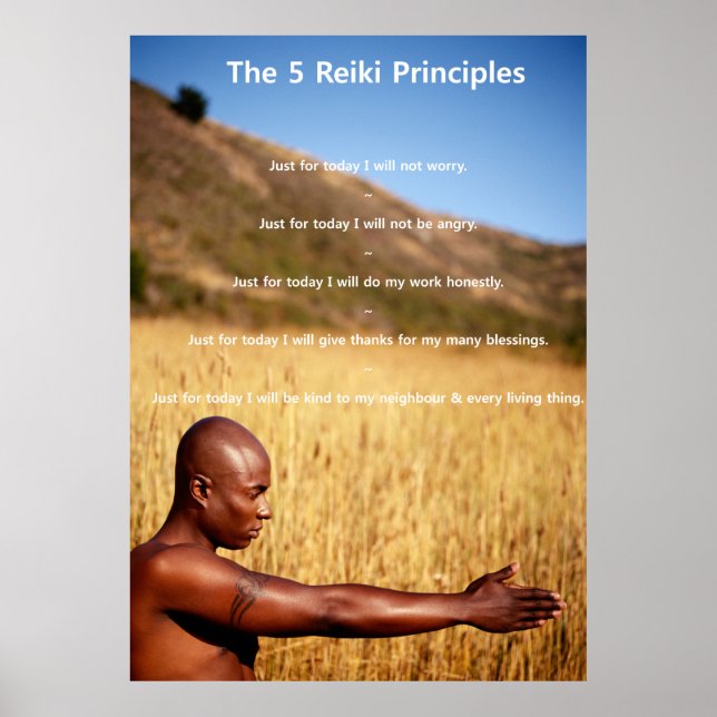 Poster Principes de Reiki avec l'homme (Devant)