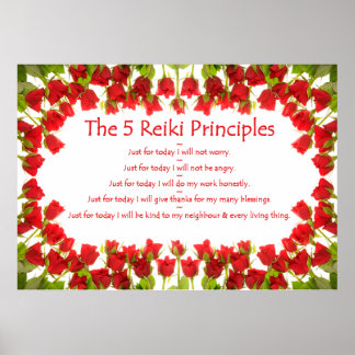 Poster Principes de Reiki avec Rose