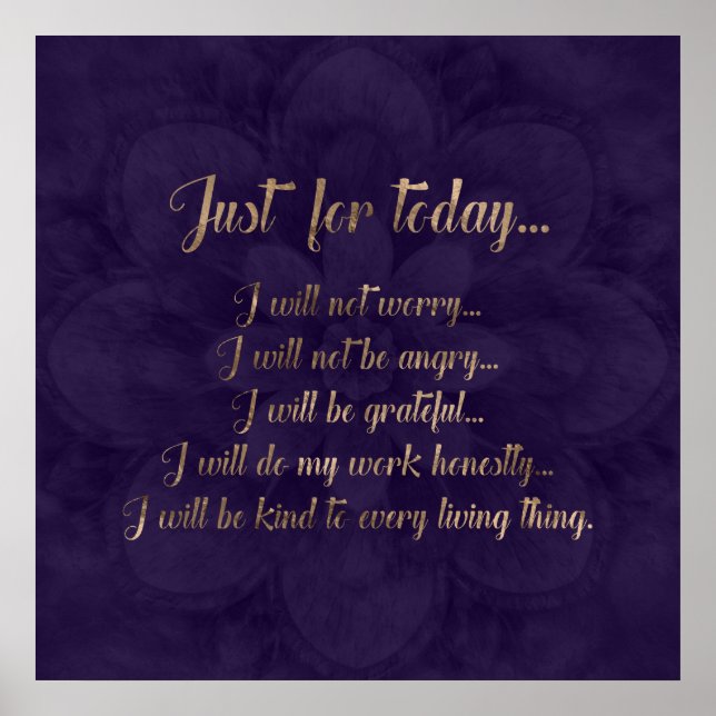 Poster Principes de Reiki - or sur le lotus pourpre (Devant)