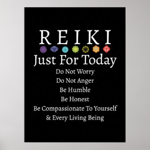 Poster Principes de Reiki Préceptes Noir