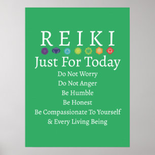 Poster Principes de Reiki Prévisions Vert