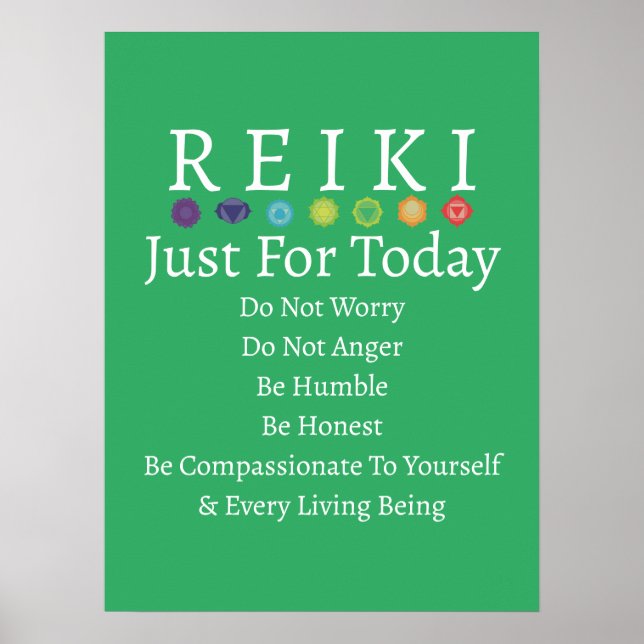 Poster Principes de Reiki Prévisions Vert (Devant)