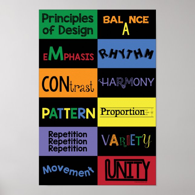 Poster Principes du design aux couleurs vives (Devant)