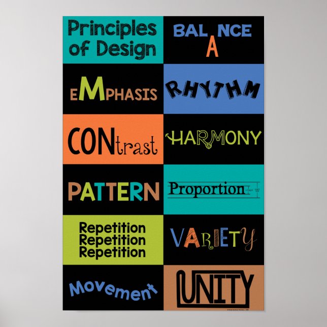 Poster Principes du design avec des couleurs classiques (Devant)