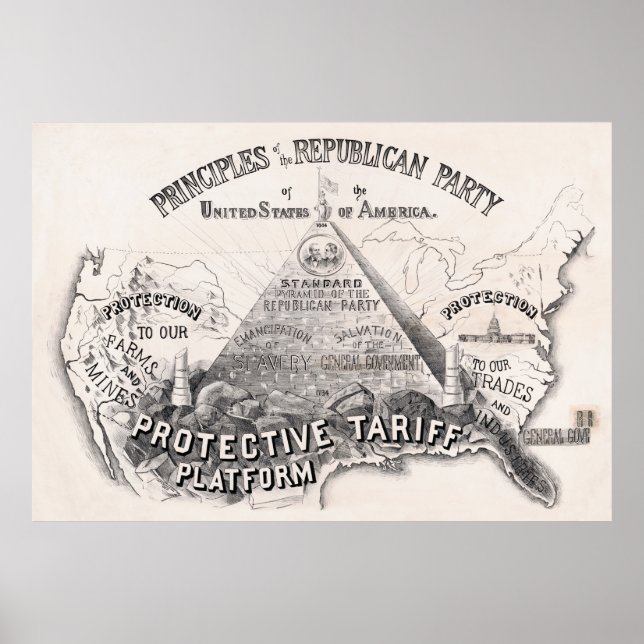 POSTER PRINCIPES DU PARTI RÉPUBLICAIN 1888 (Devant)