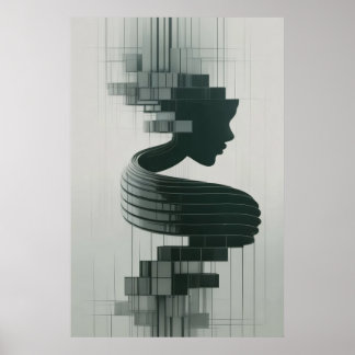 Poster Print A modern abstract portrait blending feminine