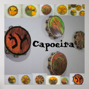 poster print capoeira tambourine pandeiro axe