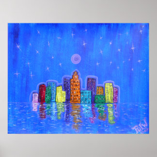 Poster Print -Starry City Night