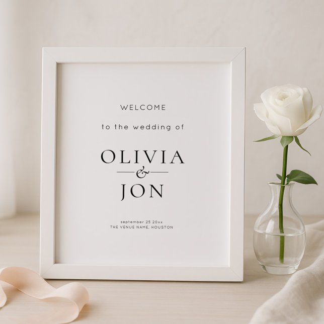 Poster Printable Black and White Wedding Welcome Sign (Créateur téléchargé)