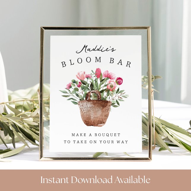 Poster Printable Bridal Shower Bloom Bar Sign (Créateur téléchargé)