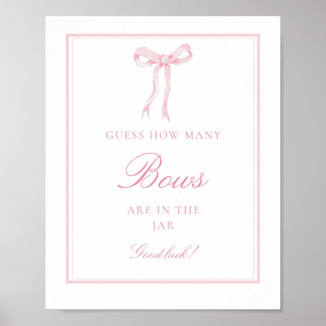 Poster Printable Coquette Pink Guess How Many Bows Game (Devant)