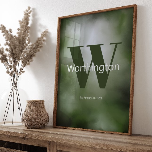 Poster Printable Custom Family Last Name Print Green  (Créateur téléchargé)