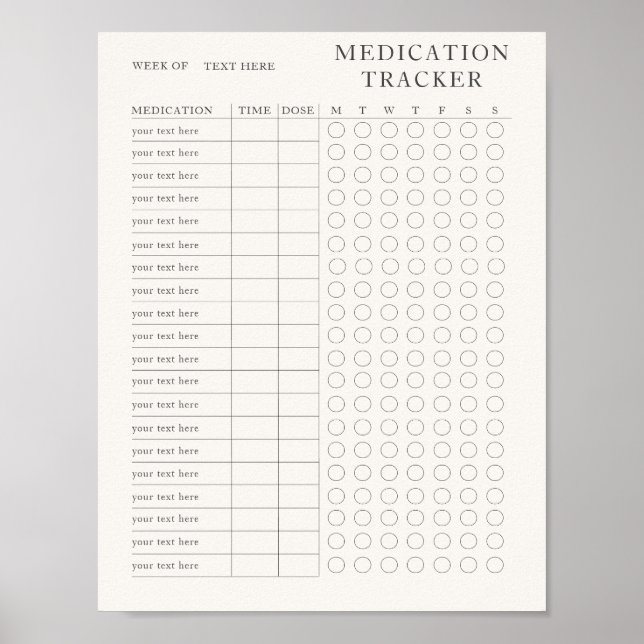 Poster Printable Modern Weekly métracker (Devant)