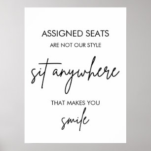 Poster Printable Wedding Sign No Assigned Seats