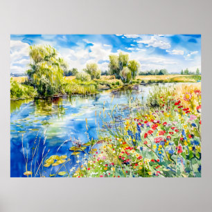 Poster Printemps au bord de la Havel Havelland Aquarelle