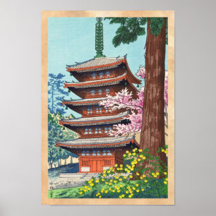 Poster Printemps au Kurama Temple Asano Takeji shin hanga