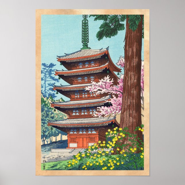 Poster Printemps au Kurama Temple Asano Takeji shin hanga (Devant)