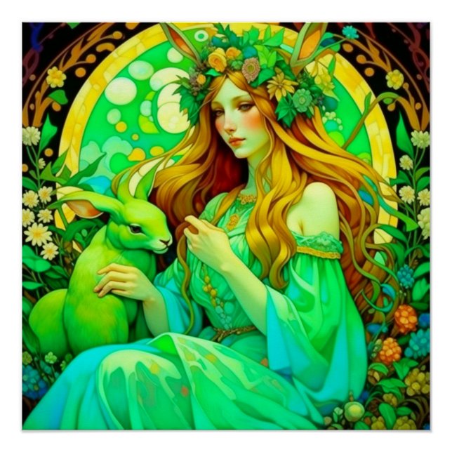 Poster Printemps celtique Art nouveau d'Ostara (Devant)