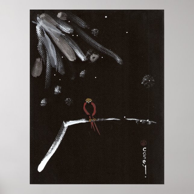 Poster Printemps de l'étude de l'oiseau de neige rouge (Devant)