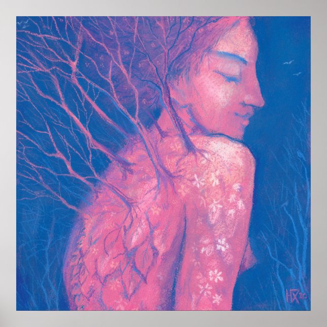 Poster Printemps Éveil Dryad Imaginaire Fille Forêt magiq (Devant)