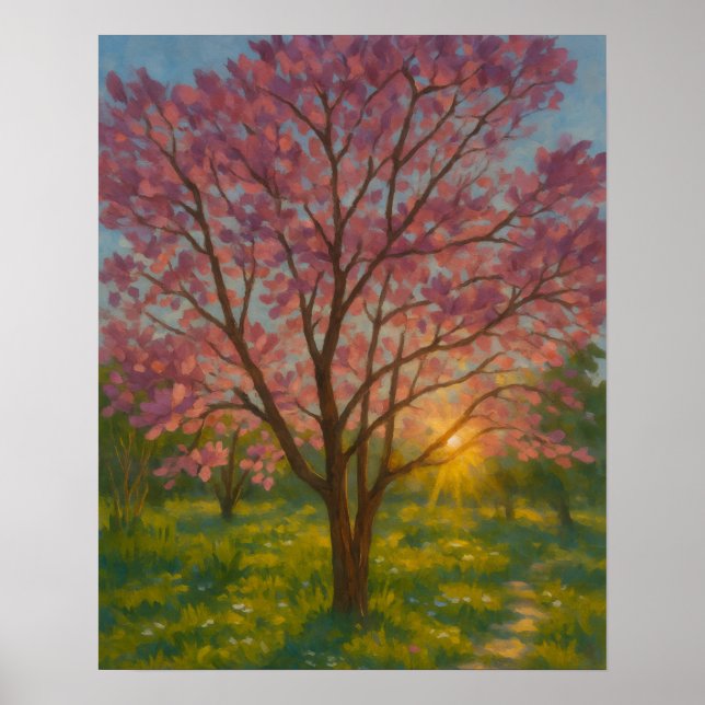 Poster Printemps Éveil - Paysage de l'arbre florissant (Devant)