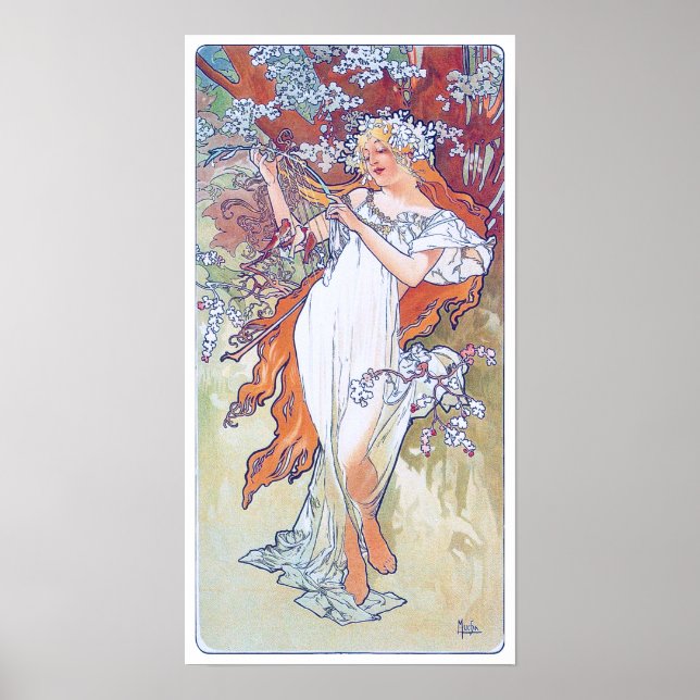 Poster Printemps (Quatre Saisons), Alphonse Mucha (Devant)