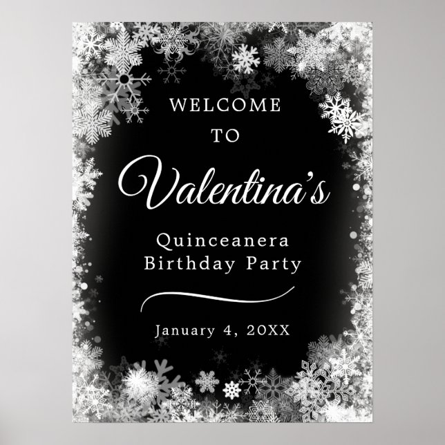 Poster Printemps Quinceanera Anniversaire Snowflake Bienv (Devant)