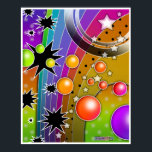 Poster, Prints - BIG BANG BLACK HOLES POP ART<br><div class="desc">A Cosmic BIG BANG Pop Art illustration with exploding planets,  stars and black holes.  I used this graphic on my Pop Art Skulls for Halloween! Feel free to insert a favourite photo and personalize!</div>