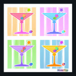 Poster, Prints - Retro Pop Art Martinis<br><div class="desc">Four Fun,  Colourful Pop Art Martinis against a retro,  fifties art style pastel in a classic pop art quad.  Take advantage of the Customization features to Personalize your purchase with text or photos of your own!</div>