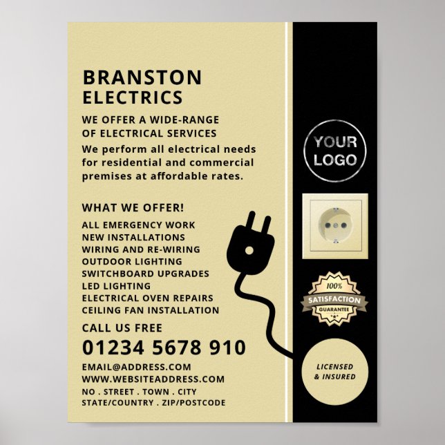 Poster Prise d'alimentation à deux broches et prise, adve (Devant)