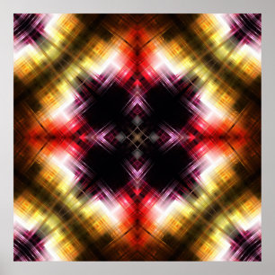 Poster Prisme ardent abstrait avec lueur rouge et or radi
