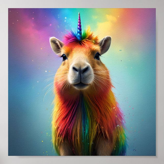 Poster Prismhorn : Le Capybaraicorn Arc-en-ciel, (Devant)