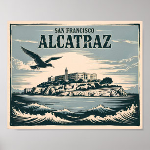Poster Prison de l'Île d'Alcatraz San Francisco Voyage Ré