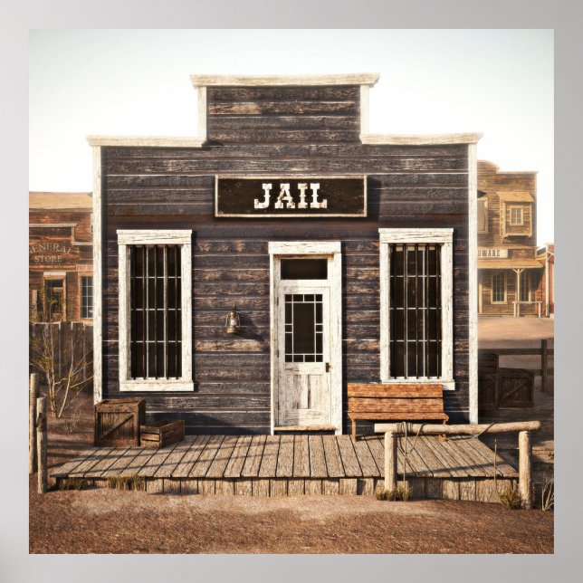 Poster prison rustique de ville occidentale. 3d. Partie d (Devant)