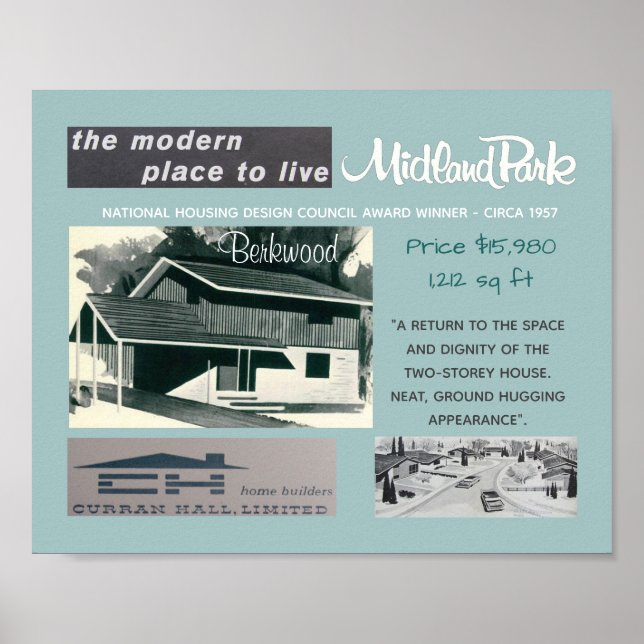 Poster Prix Design 1957 Lauréat Mid-Century Modern House (Devant)