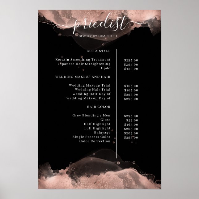 Poster Prix moderne Roségold Black Watercolor (Devant)