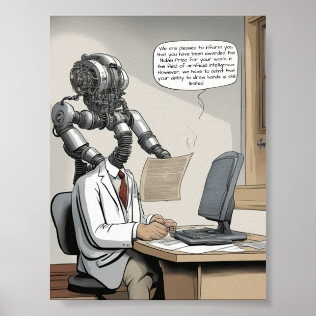 Poster Prix Nobel d'intelligence artificielle dessin anim (Devant)