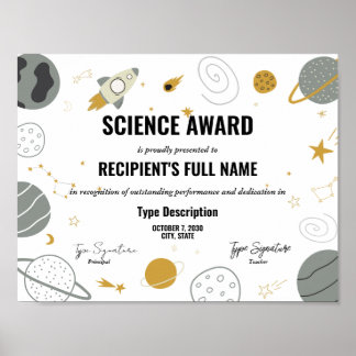 Poster Prix Science avec thème spatial